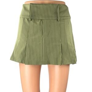 Princess Polly Womens Green Striped Pleated High Rise Mini A-Line Flared Skirt 0